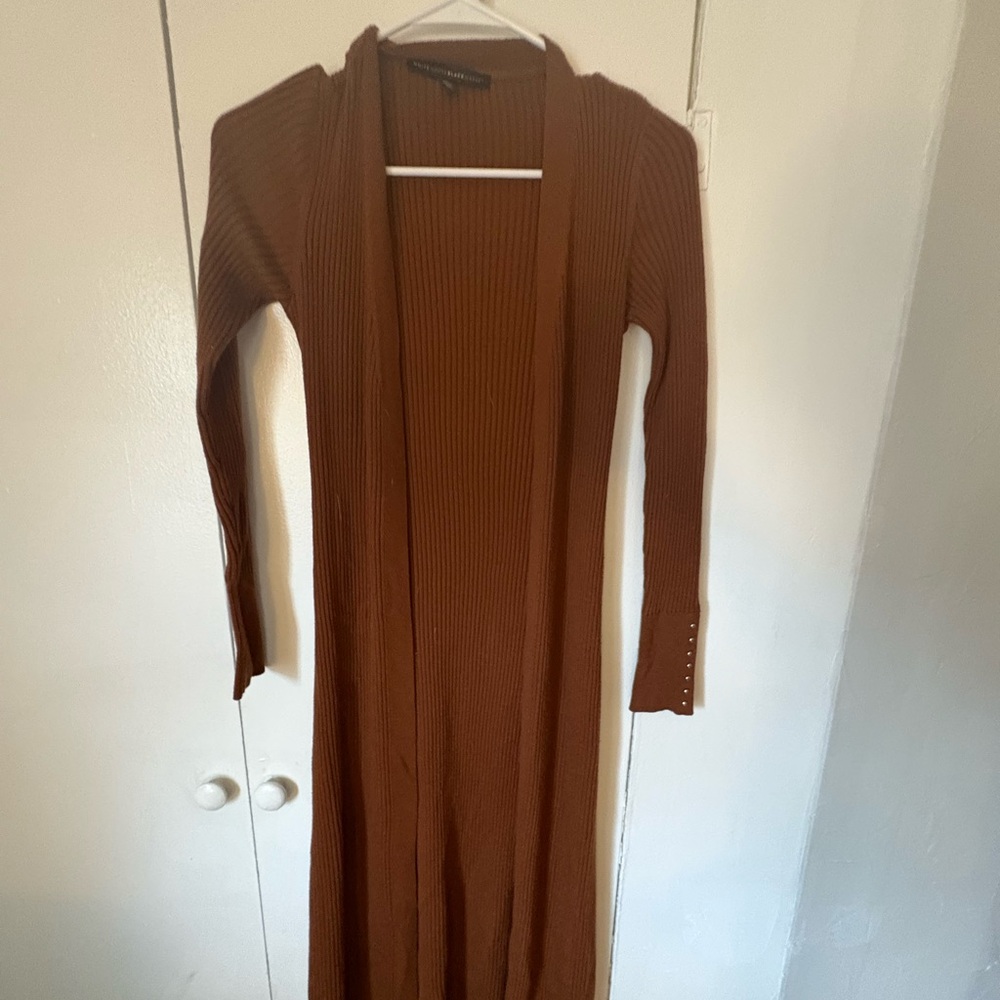 Brown Long Ribbed Cardigan